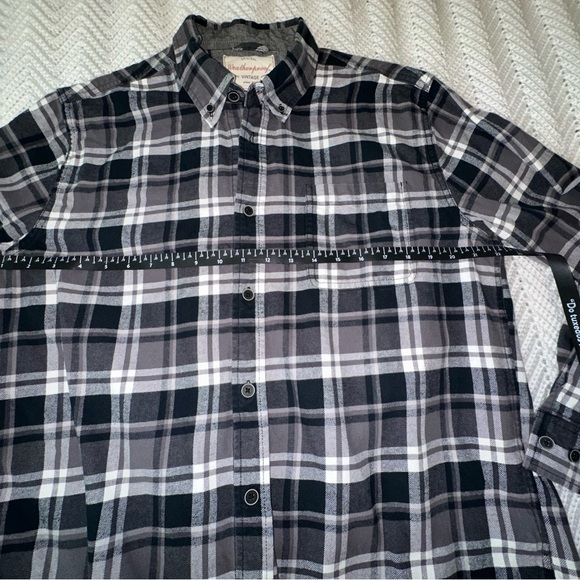 Men's Original Weatherproof Vintage Black/Grey/White Plain Flannel Shirt- Large - Picture 6 of 6